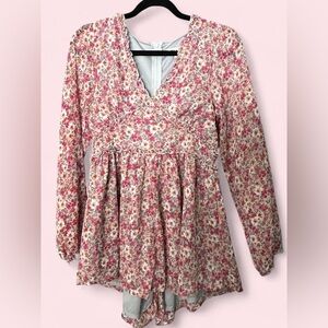 Miami Pink and Cream floral babydoll romper